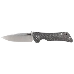 Southern Grind SG06030808 Spider Monkey  3.25 Folding Drop Point Plain Damascus S35VN SS Blade 4.19 Black Textured Carbon FiberT