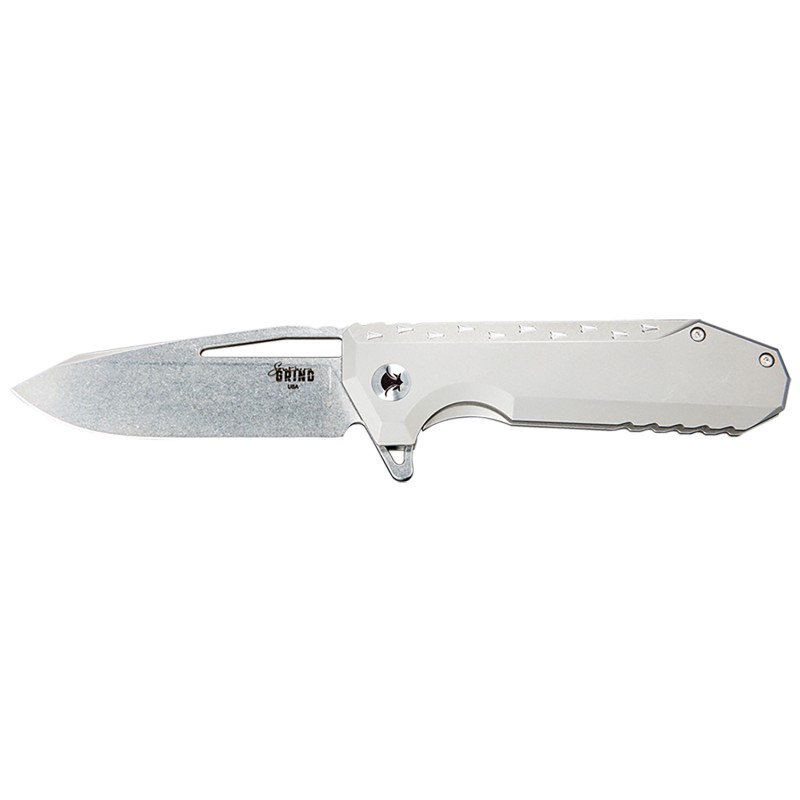 Southern Grind SG0903001101 Penguin  3.50 Folding Drop Point Plain Stonewashed CPM S90V Blade Silver Titanium Handle