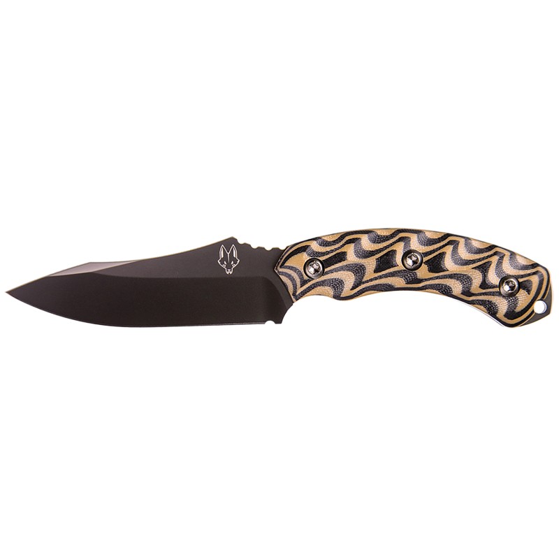 Southern Grind SG0507020601 Jackal  4.75 Fixed Drop Point Plain Black PVD 8670 Steel Blade 4.50 BlackTan G10 3D Milled Handle In