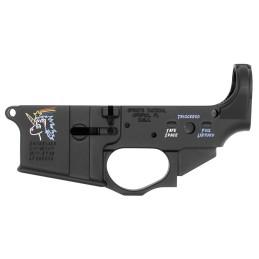 Spikes STLS030CFA Snowflake Stripped Lower Receiver MultiCaliber 7075T6 Aluminum Black Anodized with Color Fill for AR15