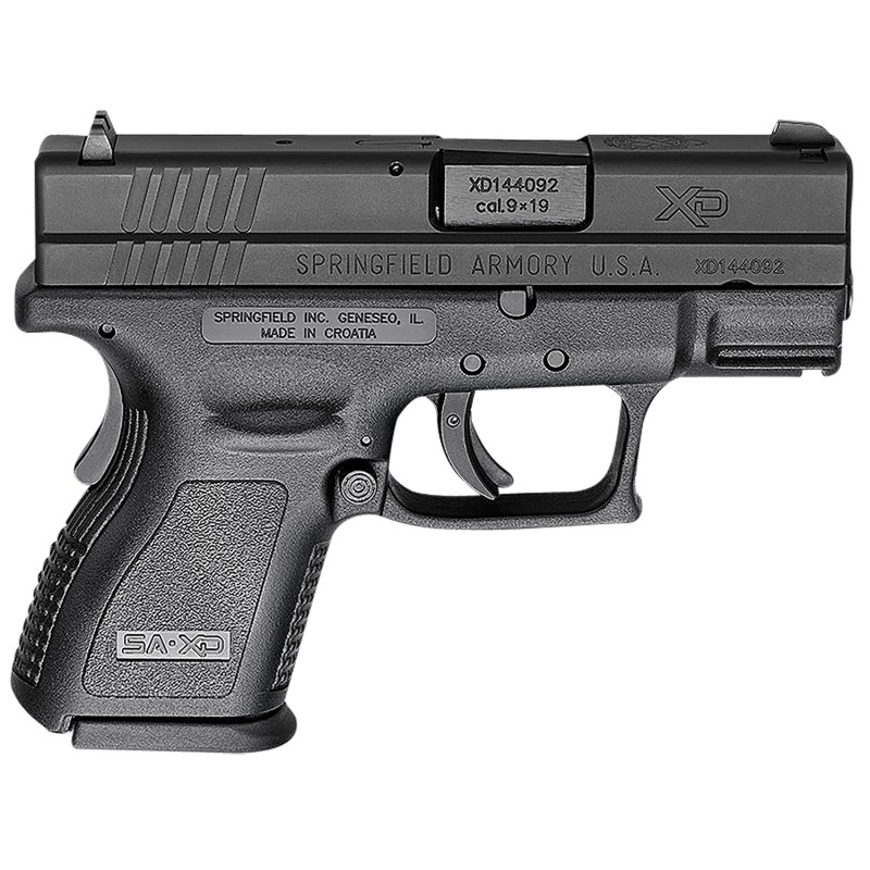 Springfield Armory XD9801 XD CA Compliant SubCompact 9mm Luger 101 3 Black Melonite Steel Barrel  Serrated Slide Black Polymer F