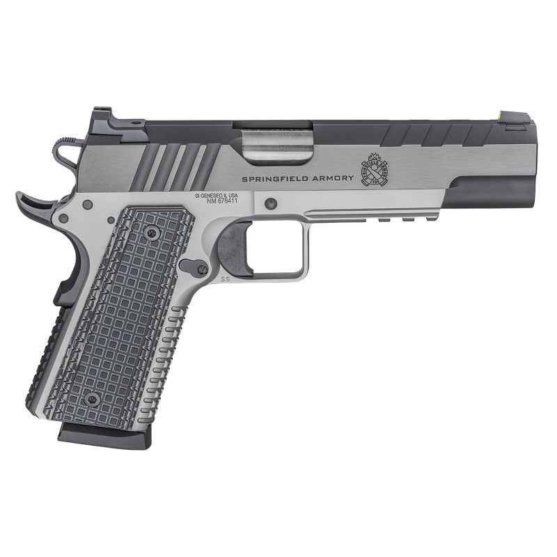 Springfield Armory PX9220L 1911 Emissary 45 ACP 5 81 Stainless Steel Frame with Rail Blued Carbon Steel with TriTop Cut Slide Bl