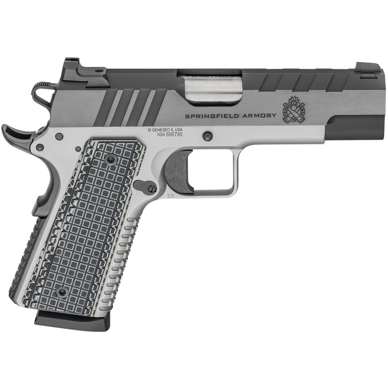 Springfield Armory PX9218L 1911 Emissary 45 ACP 81 4.25 Bull Barrel Stainless Steel Frame wBeavertail  TriTop Cut Blued Carbon S