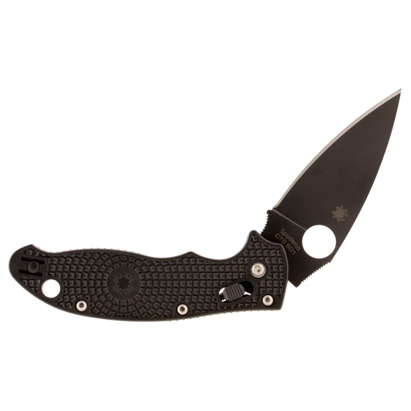 Spyderco C101PBBK2 Manix 2 Lightweight 3.37 Folding Drop Point Plain Black DLC BD1 Steel Blade Black FRCP Handle Includes Pocket