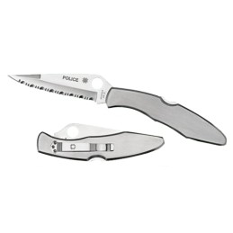 Spyderco C07S Police  4.13 Folding Spear Point Part Serrated VG10 SS Blade Stainless Steel Handle Includes Pocket Clip