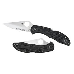 Spyderco C11SBK Delica 4  2.88 Folding Drop Point Serrated VG10 SS BladeBlack  Textured FRN Handle Includes Pocket Clip