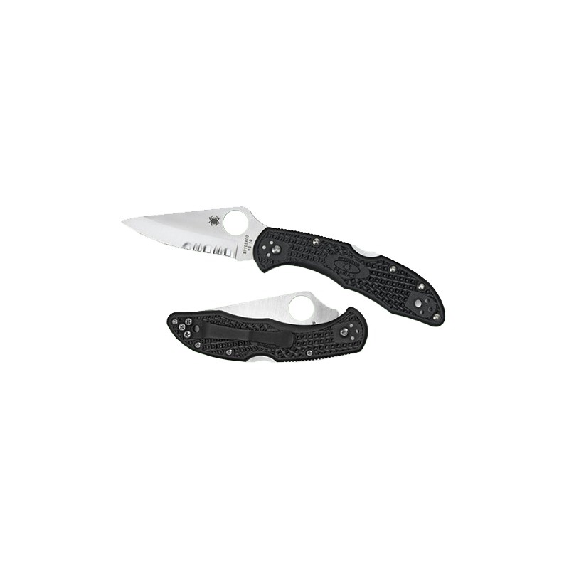 Spyderco C11SBK Delica 4  2.88 Folding Drop Point Serrated VG10 SS BladeBlack  Textured FRN Handle Includes Pocket Clip