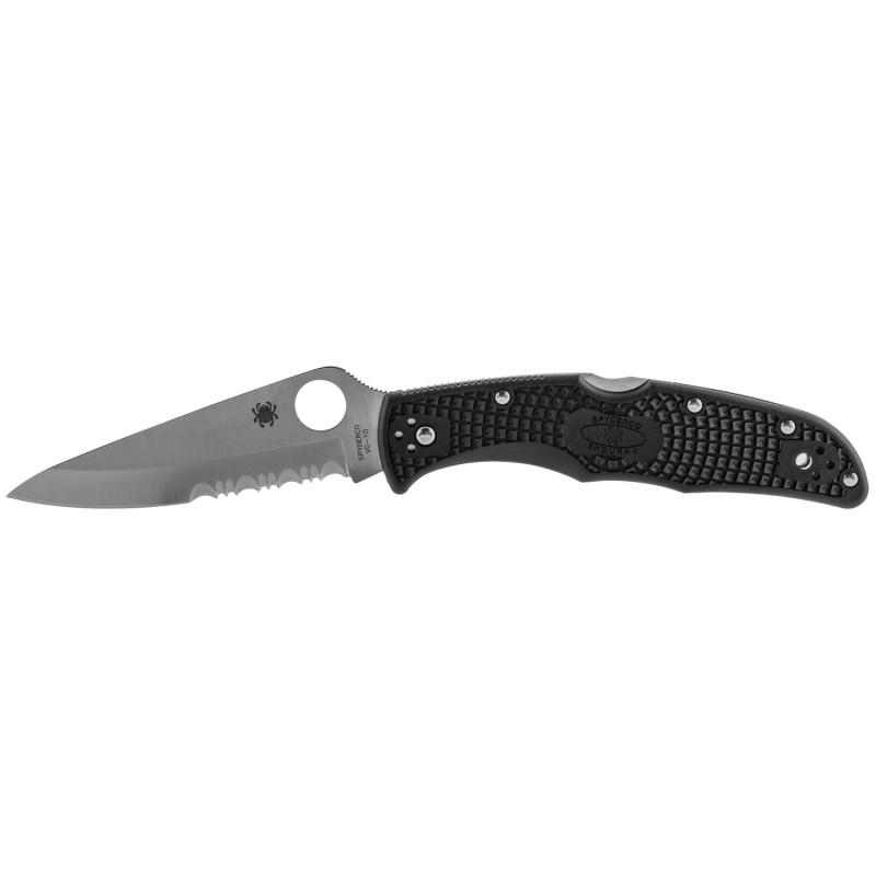 Spyderco C10PSBK Endura 4 Lightweight 3.75 Folding Drop Point Part Serrated VG10 SS Blade Black  Textured FRN Handle Includes Po