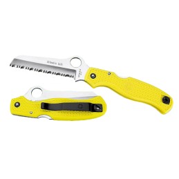 Spyderco C89SYL Atlantic Salt  3.69 Folding Sheepsfoot Serrated H2 Steel Blade Yellow FRN Handle Includes Pocket Clip