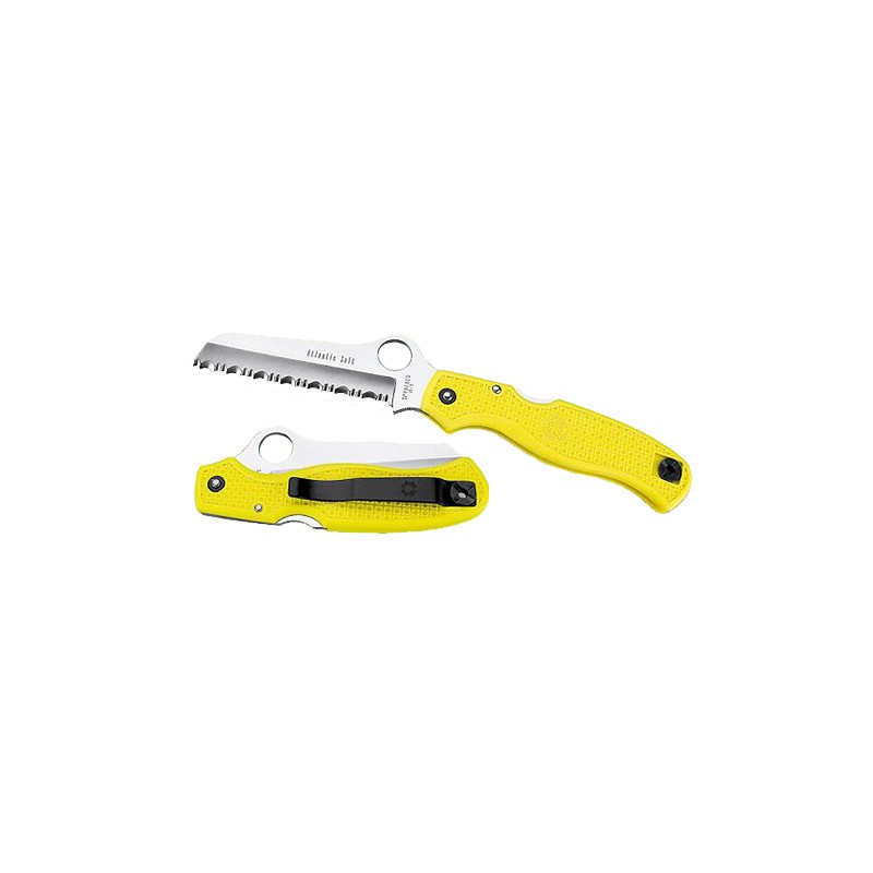 Spyderco C89SYL Atlantic Salt  3.69 Folding Sheepsfoot Serrated H2 Steel Blade Yellow FRN Handle Includes Pocket Clip