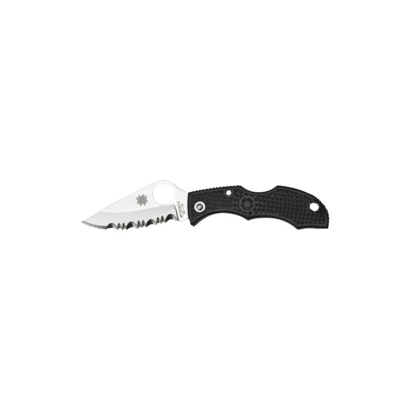 Spyderco LBKS3 Ladybug 3  1.94 Folding Modified Clip Point Serrated VG10 SS Blade Black FRN Handle