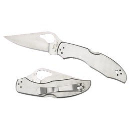 Spyderco BY04P2 Byrd Meadowlark 2 2.93 Folding Clip Point Plain 8Cr13MoV SS Blade Satin Stainless Steel Handle