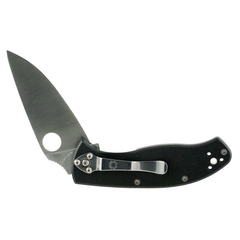 Spyderco C122GP Tenacious  3.39 Folding Drop Point Plain 8Cr13MoV SS Blade Black G10 Handle Includes Pocket Clip