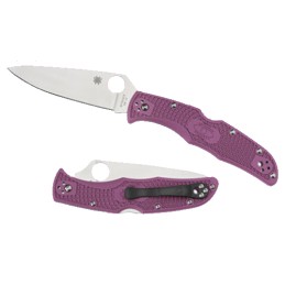 Spyderco C10FPPR Endura 4 Lightweight 3.75 Folding Clip Point Plain VG10 SS Blade Purple BiDirectional Texturing FRN Handle Incl