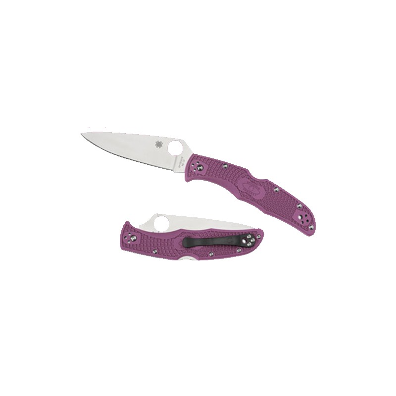 Spyderco C10FPPR Endura 4 Lightweight 3.75 Folding Clip Point Plain VG10 SS Blade Purple BiDirectional Texturing FRN Handle Incl