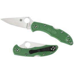 Spyderco C11FPGR Delica 4 Lightweight 2.88 Folding Drop Point Plain VG10 SS Blade Green BiDirectional Texturing FRN Handle Inclu