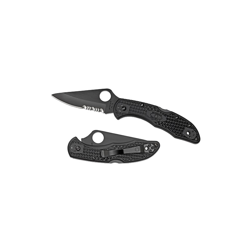 Spyderco C11PSBBK Delica 4 Lightweight 2.88 Folding Part Serrated Black TiCN VG10 SS BladeBlack Textured FRN Handle Includes Poc