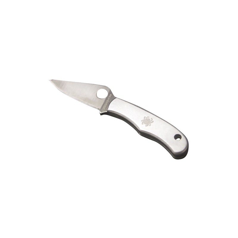 Spyderco C133P Bug  1.27 Folding Drop Point Plain 3Cr13MoV SS Blade Engraved Spyderco Bug Stainless Steel Handle