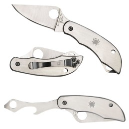 Spyderco C175P Clipitool  Silver Stainless Steel Folding 8Cr13MoV SS 4.574.59 Long Plain Blade Stainless Steel Handle Features S