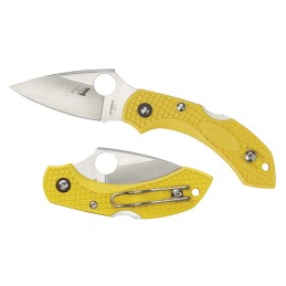 Spyderco C28SYL2 Dragonfly 2 Salt 2.25 Folding Clip Point Serrated H1 Steel Blade Yellow BiDirectional Texturing FRN Handle Incl