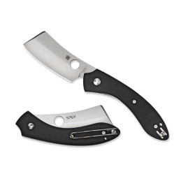 Spyderco C177GP ROC  3.07 Folding Cleaver Plain Matte Gray VG10 SS Blade Black G10 Handle Includes Pocket Clip