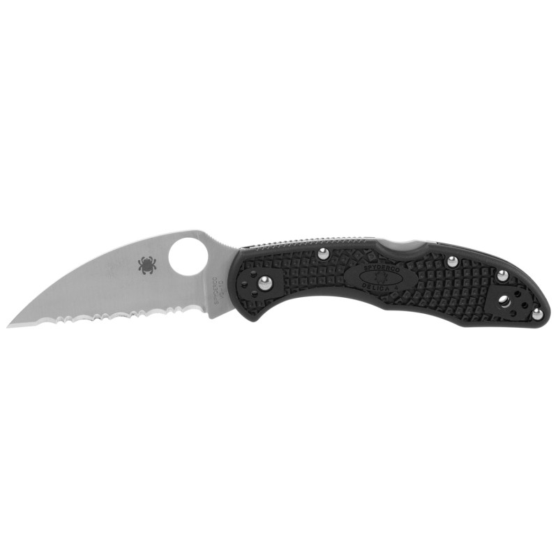 Spyderco C11FSWCBK Delica 4 Lightweight 2.87 Folding Wharncliffe Serrated VG10 SS Blade Black FRN Handle Includes Pocket Clip