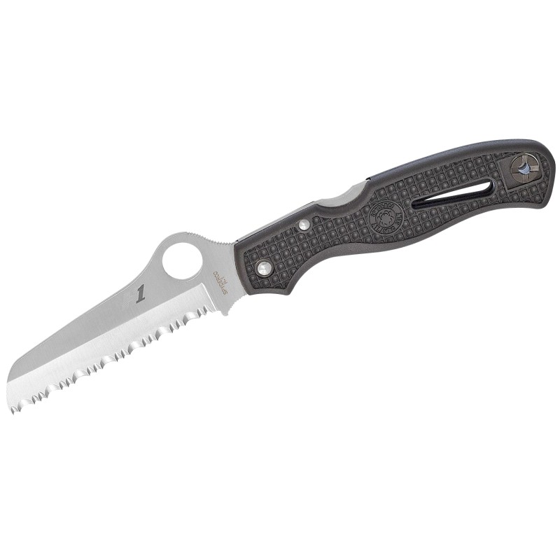 Spyderco C89SBK Atlantic Salt  3.69 Folding Sheepsfoot Serrated H1 Steel Blade Black Molded FRN Handle Includes Pocket Clip