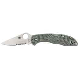 Spyderco C33PSFG Delica 4 Lightweight 2.88 Folding Drop Point Part Serrated VG10 SS Blade Foliage Green BiDirectional Texturing 