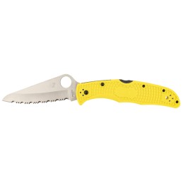 Spyderco C91SYL2 Pacific Salt 2 3.78 Folding Serrated Stonewashed H2 SteelBlade Yellow FRN Handle