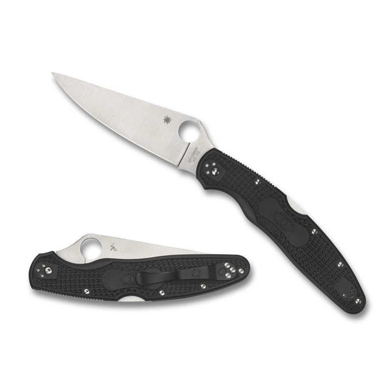 Spyderco C07PBK4 Police 4 Lightweight 4.39 Folding Plain Satin VG10 SS BladeBlack Textured FRN Handle Includes Pocket Clip