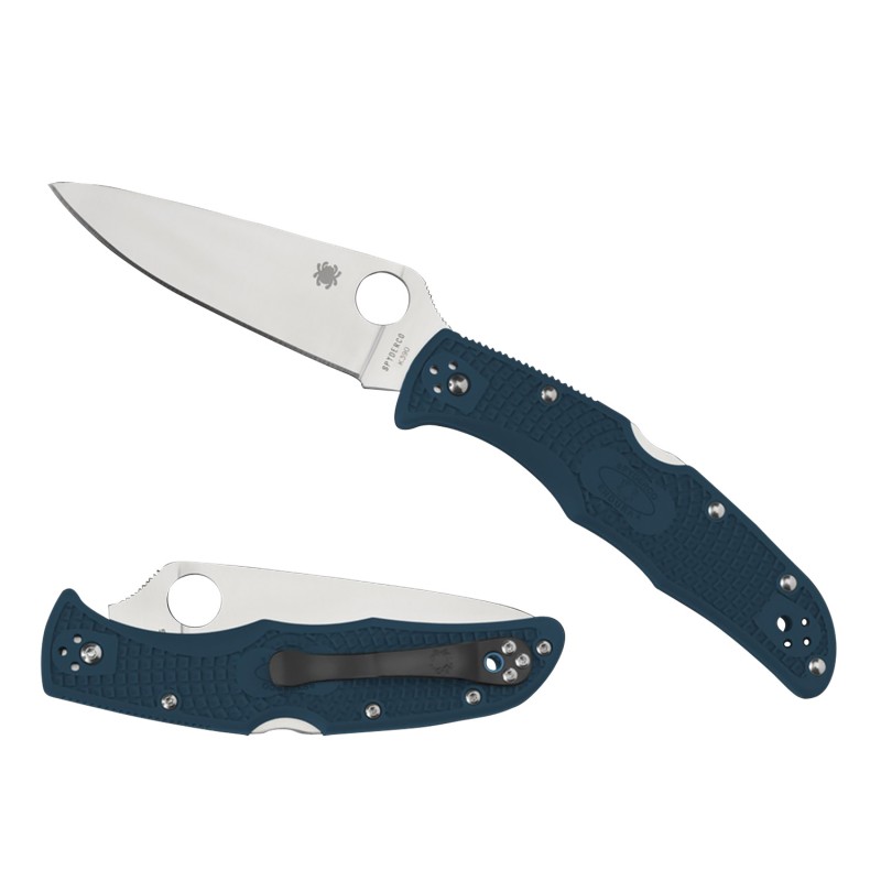 Spyderco C10FPK390 Endura 4 Lightweight 3.80 Folding Plain Stonewashed K390 Steel Blade Includes Pocket Clip