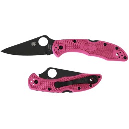 Spyderco C11FPPNS30VBK Delica 4 Lightweight 2.90 Folding Plain Black TiCN CPM S30V SS BladePink Textured wBlack Accents FRN Hand