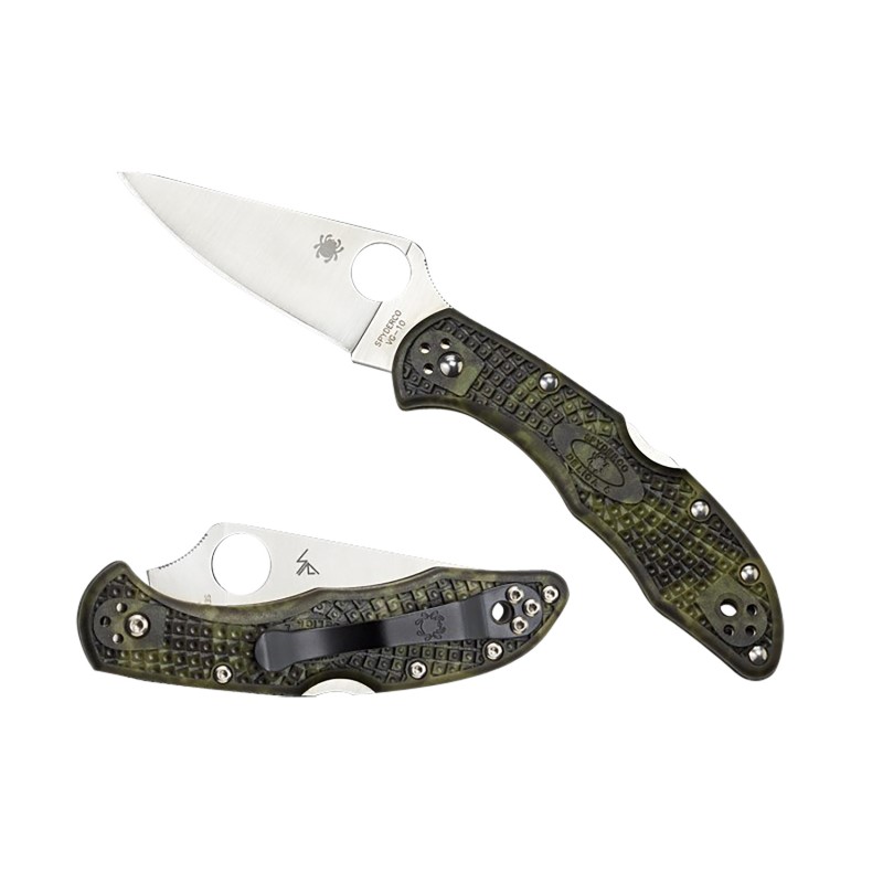 Spyderco C11ZFPGR Delica 4 Lightweight 2.90 Folding Plain Satin VG10 SS BladeZome Green BiDirectional Texturing FRN Handle Inclu