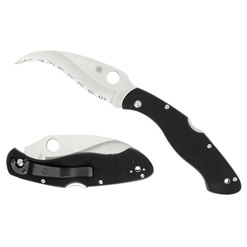 Spyderco C12GS Civilian CLIPIT 4.09 Folding Serrated Satin VG10 SS Blade Black Textured G10 Handle Includes Pocket Clip