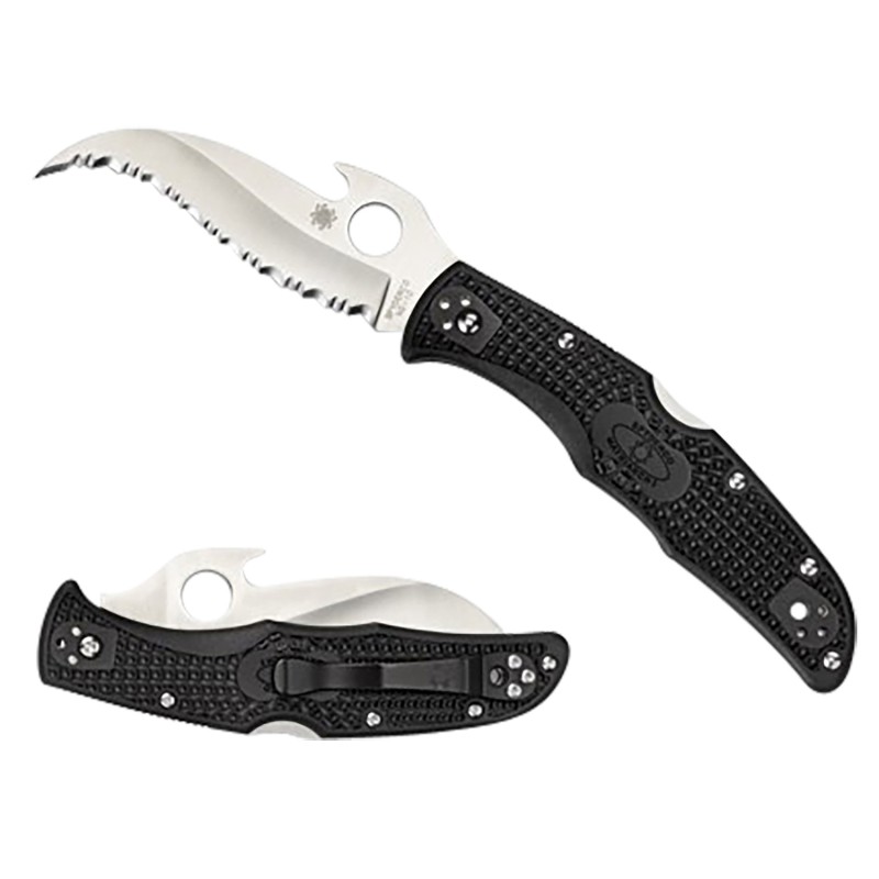 Spyderco C12SBK2W Matriarch 2  3.57 Folding Reverse S Serrated Satin VG10 SS BladeBlack BiDirectional Texturing FRN Handle Inclu