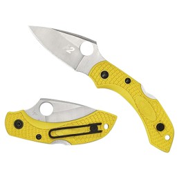 Spyderco C28PYL2 Dragonfly 2 Salt 2.25 Folding Plain Stonewashed H1 Steel Blade Yellow Textured FRN Handle Includes Pocket Clip