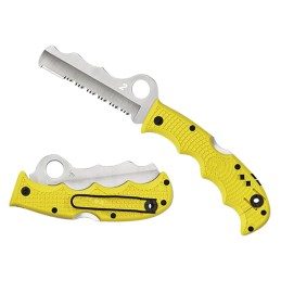 Spyderco C79PSYL Assist Salt Lightweight 3.68 Folding Part Serrated H2 Steel BladeYellow BiDirectional Texturing FRN Handle Incl