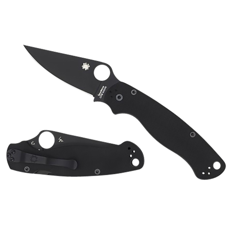 Spyderco C81GPBK2 Para Military 2  3.42 Folding Plain Black DLC CPM S45VN SS BladeBlack Textured G10 Handle Includes Pocket Clip