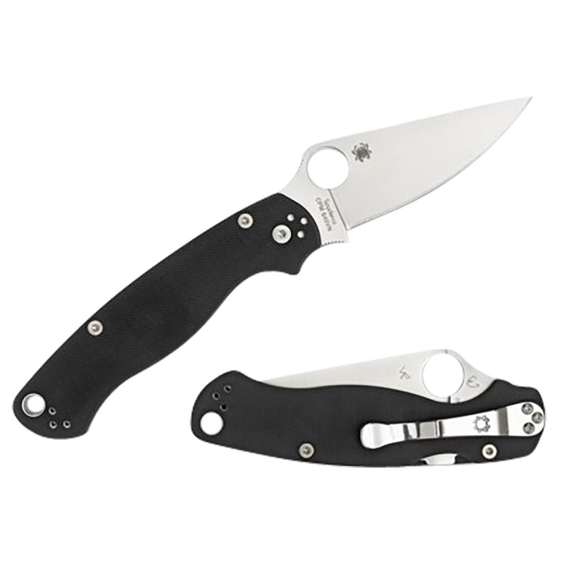 Spyderco C81GPLE2 Para Military 2  3.42 Folding Plain Satin CPM S45VN SS Blade Black Textured G10 Handle Left Hand Includes Pock