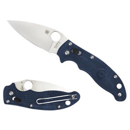 Spyderco C101PDBL2 Manix 2 Lightweight 3.37 Folding Plain Satin CTS BD1 SS BladeDark Blue BiDirectional Texturing FRCP Handle In