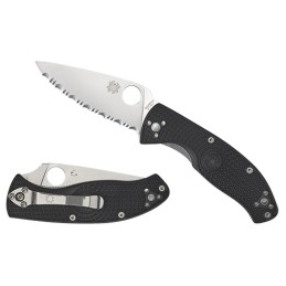 Spyderco C122PBK Tenacious Lightweight 3.39 Folding Plain Satin 8Cr13MoV SS BladeBlack BiDirectional Texturing FRN Handle Includ