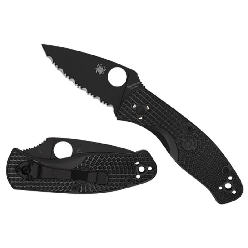 Spyderco C136PBBK Persistence Lightweight 2.75 Folding Plain Black Oxide 8Cr13MoV SS BladeBlack BiDirectional Texturing FRN Hand