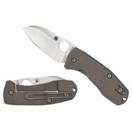 Spyderco C158TIP2 Techno 2  2.52 Folding Sheepsfoot Plain CTS XHP Steel BladeMatte Stonewashed Titanium Handle Includes Pocket C