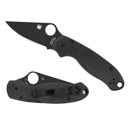 Spyderco C223GPBK Para 3  2.95 Folding Clip Point Plain Black DLC CPM S45VN SS BladeBlack G10 Handle Includes Pocket Clip