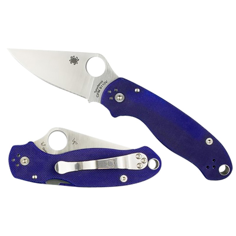 Spyderco C223GPDBL Para 3  2.95 Folding Plain Satin CPM S110V BladeDark Blue Textured G10 Handle Includes Pocket Clip