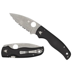 Spyderco C229GP Shaman  3.58 Folding Plain Stonewashed CPM S30V SS BladeBlack Textured G10 Handle Includes Pocket Clip