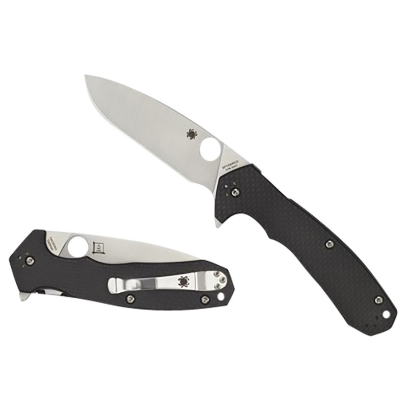 Spyderco C234CFP Amalgam  3.80 Folding Drop Point Plain Satin CPM S30V SS BladeBlack Textured Carbon FiberG10 Handle Includes Po