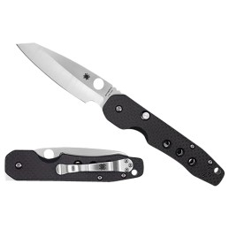 Spyderco C240CFP Smock  3.39 Folding Plain Stonewashed CPM S30V SS BladeBlack Textured Carbon FiberG10 Handle