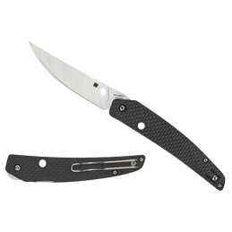 Spyderco C242CFP Ikuchi  3.26 Folding Plain CPM S30V SS BladeBlack Textured Carbon FiberG10 Handle Includes Pocket Clip