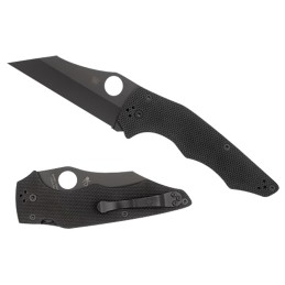 Spyderco C253GPBBK YoJumbo  3.98 Folding Wharncliffe Plain Black DLC CPM S30V SS BladeBlack Textured G10 Handle Includes Pocket 